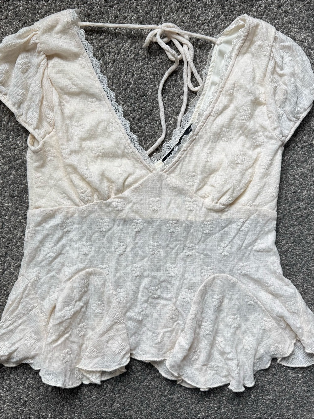 Heart Hips Floral Lace Cap Sleeve Blouse Size M Dainty Feminine Coquette Fairy